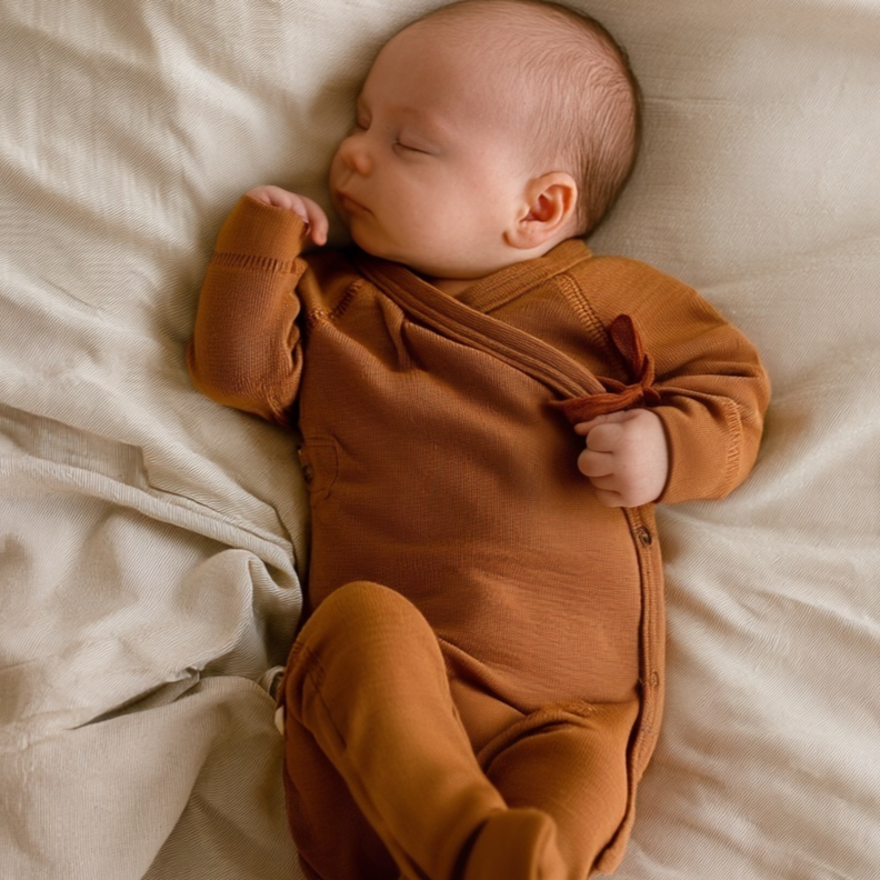 Wollen kruippakje newborn – merinowol overslag