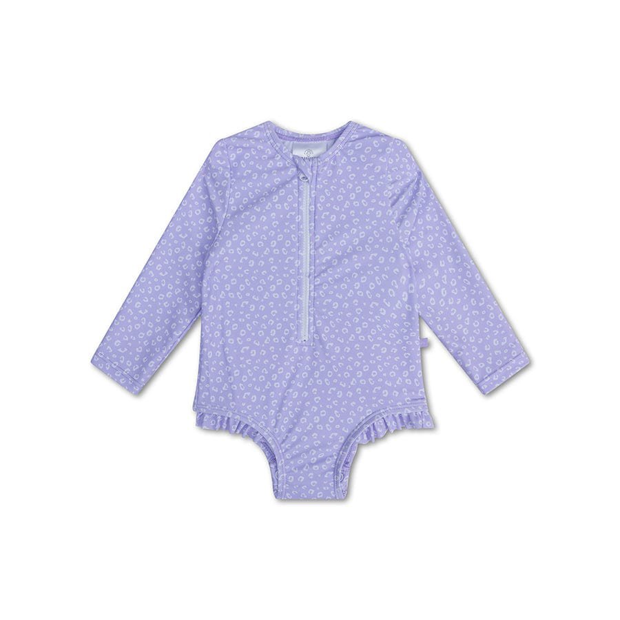 Meisjes UV-badpak lila panterprint – lange mouwen – Swim Essentials – UPF50+ zonbescherming
