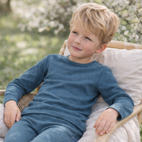 Kids lounge set Orion Blue Merino wool Lille Barn