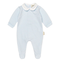 Bobbi Balloon Katoenen Onesie in Zachtblauw met Blauwwitte Strepen voor Baby's
