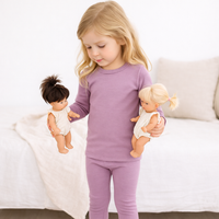 Kids lounge set lavender mist merino wool Lille Barn