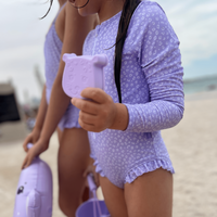 Meisjes UV-badpak lila panterprint – lange mouwen – Swim Essentials – UPF50+ zonbescherming