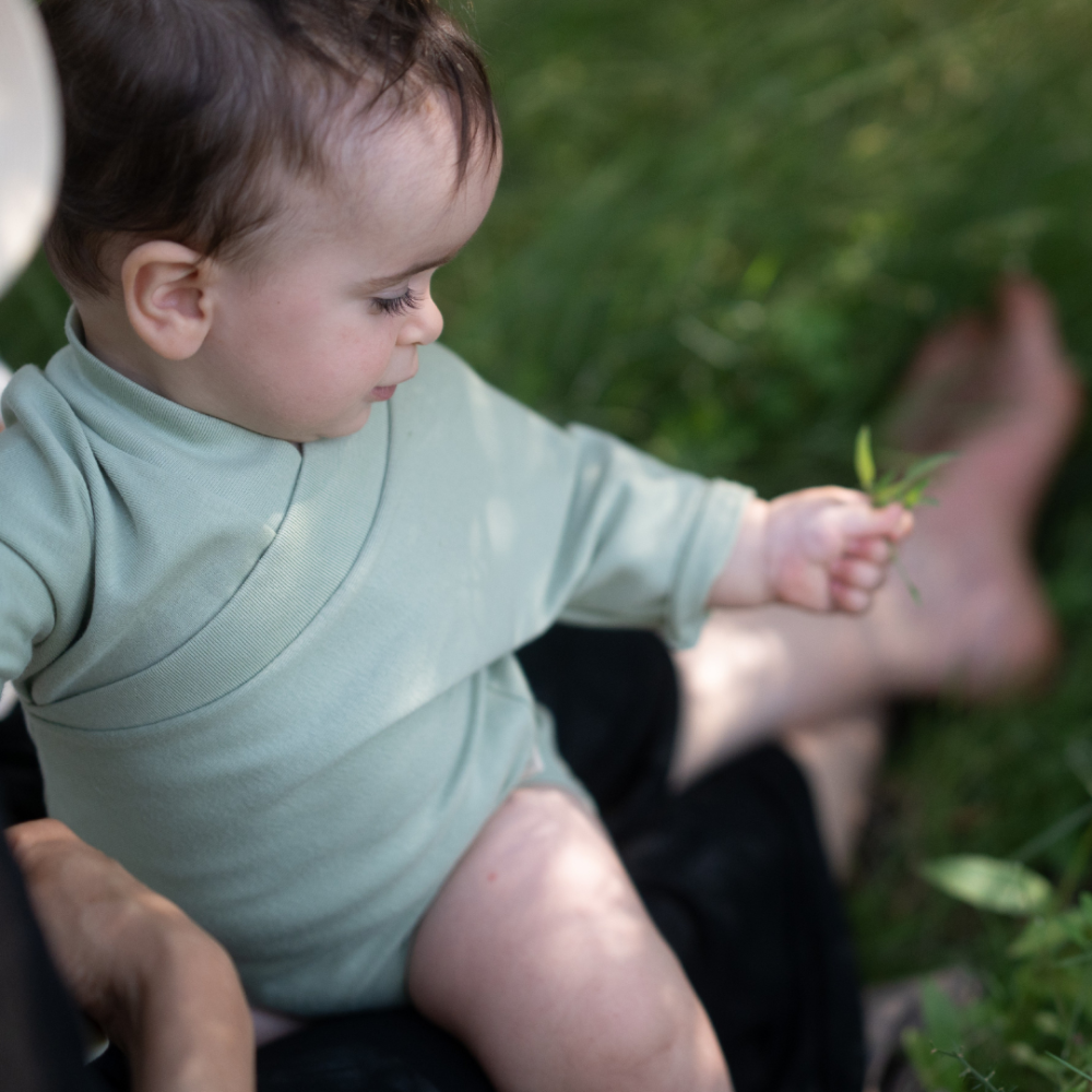 Wrap romper made of organic cotton