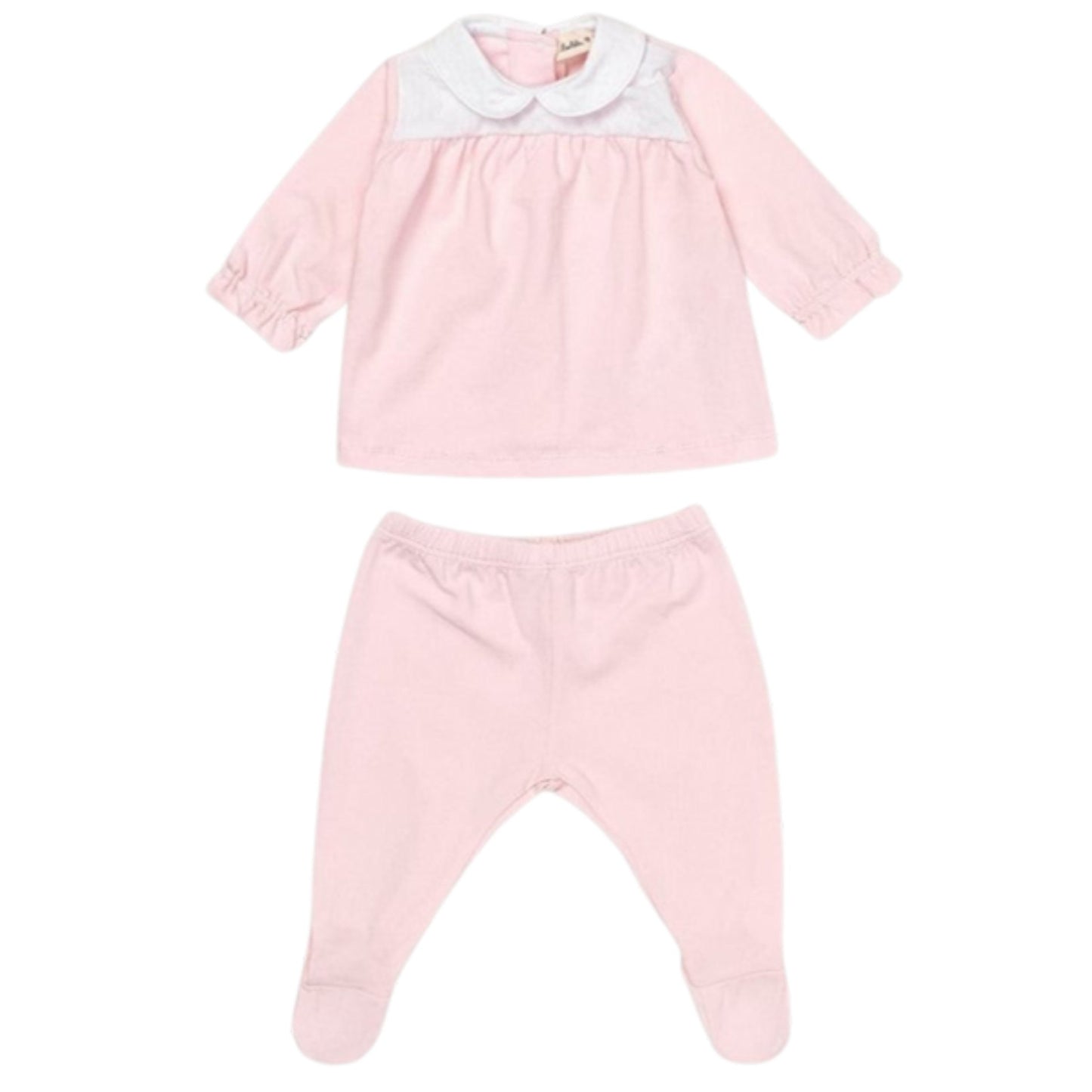 [PRE ORDER] Bobbi Balloon Katoenen 2-delige set met Ruchemouwen – Zachtroze Trui en Broekje voor Baby's