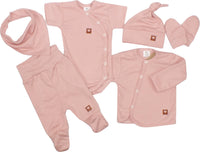 Zyzio & Zuzia newbornset – complete 6-delige babyuitzet van 100% katoen, perfect voor pasgeborenen.